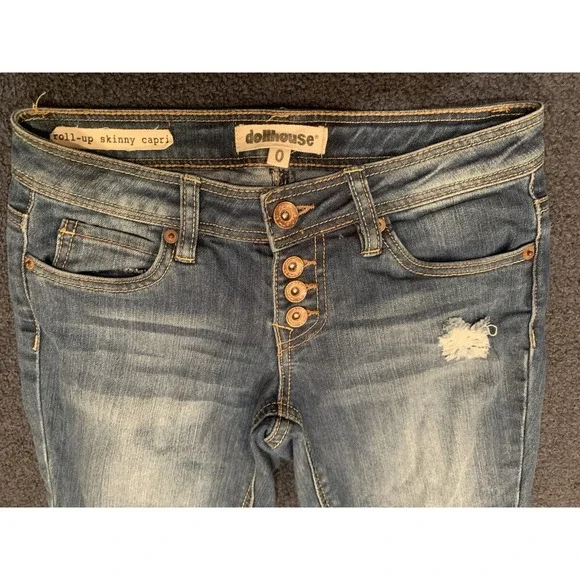Dollhouse Jeans Women's Size 0 26x28Roll up Skinny Capri - Picture 3 of 6